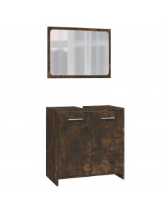 Set Mobili da Bagno 4 pz Rovere Fumo in Legno Multistrato