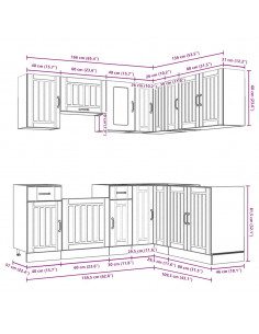 Set Mobili da Cucina 11 pz Kalmar Bianchi Legno Multistrato 2