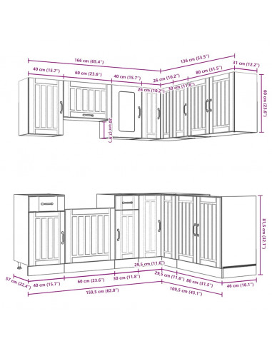 Set Mobili da Cucina 11 pz Kalmar Bianchi Legno Multistrato