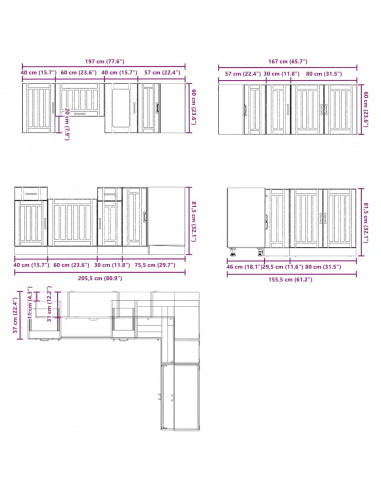 Set Mobili da Cucina 11 pz Kalmar Bianchi Lucido in Truciolato