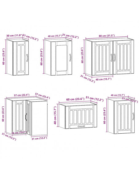 Set Mobili da Cucina 11 pz Kalmar Rovere Sonoma in Truciolato