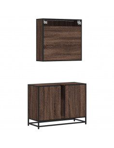 Set Mobili da Bagno 2 pz Rovere Marrone in Legno Multistrato
