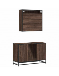Set Mobili da Bagno 2 pz Rovere Marrone in Legno Multistrato