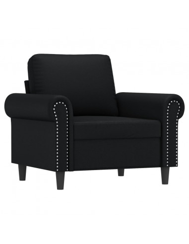 Poltrona con Poggiapiedi Nero 60 cm in Similpelle