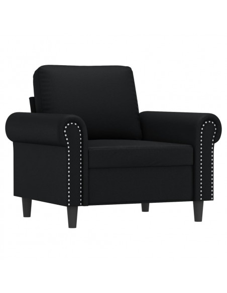 Poltrona con Poggiapiedi Nero 60 cm in Similpelle
