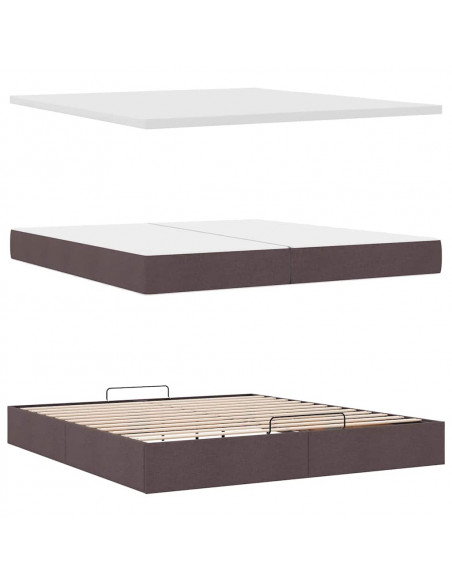 Struttura Letto Pouf con Materassi 200x200 cm in Tessuto