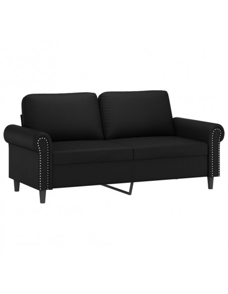 Divano a 2 Posti con Cuscini Nero 140 cm in Similpelle