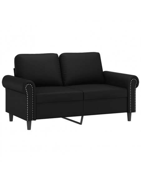 Divano a 2 Posti con Cuscini Nero 120 cm in Similpelle
