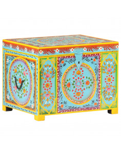 Baule Dipinto a Mano 50x40x40 cm in Legno Massello di Mango
