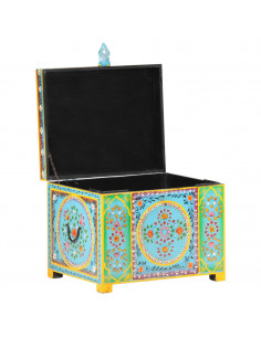 Baule Dipinto a Mano 50x40x40 cm in Legno Massello di Mango 2