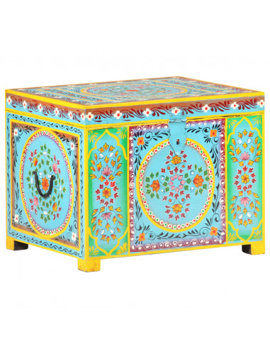 Baule Dipinto a Mano 50x40x40 cm in Legno Massello di Mango
