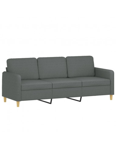 Set di Divani 3 pz con Cuscini Grigio Scuro in Tessuto