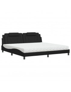 Letto con Materasso Nero 200x200 cm in Similpelle