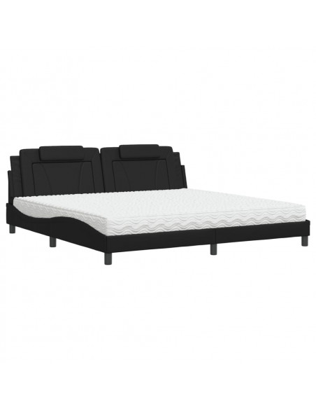 Letto con Materasso Nero 200x200 cm in Similpelle