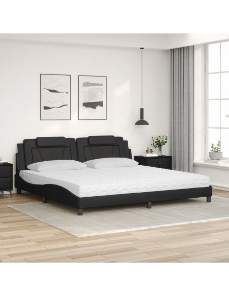 Letto con Materasso Nero 200x200 cm in Similpelle