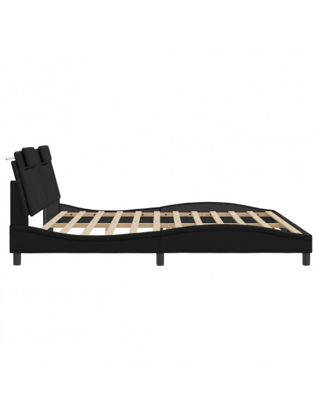 Giroletto con Testiera Nero 200x200 cm in Similpelle