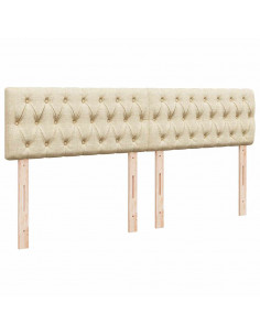 Struttura Letto Pouf con Materasso Crema 180x200 cm in Tessuto 2