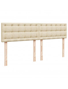 Struttura Letto Pouf con Materasso Crema 180x200 cm in Tessuto 2