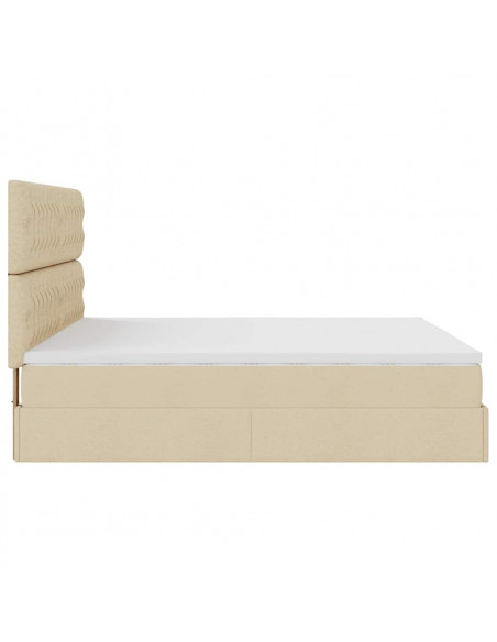 Struttura Letto Pouf con Materasso Crema 180x200 cm in Tessuto