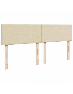 Struttura Letto Pouf con Materasso Crema 160x200 cm in Tessuto