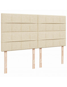 Struttura Letto Pouf con Materasso Crema 160x200 cm in Tessuto