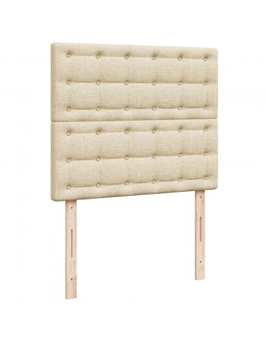 Struttura Letto Pouf con Materasso Crema 120x200 cm in Tessuto