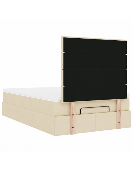 Struttura Letto Pouf con Materasso Crema 120x200 cm in Tessuto