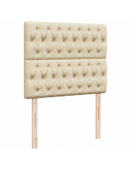 Struttura Letto Pouf con Materasso Crema 120x200 cm in Tessuto