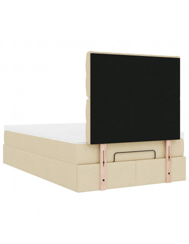 Struttura Letto Pouf con Materasso Crema 120x200 cm in Tessuto