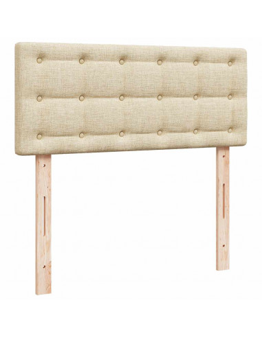 Struttura Letto Pouf con Materasso Crema 120x190 cm in Tessuto