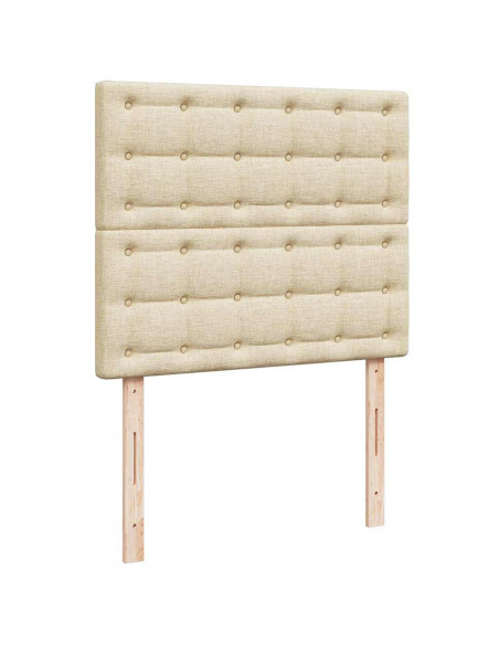 Struttura Letto Pouf con Materasso Crema 120x190 cm in Tessuto