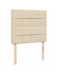 Struttura Letto Pouf con Materasso Crema 120x190 cm in Tessuto 2