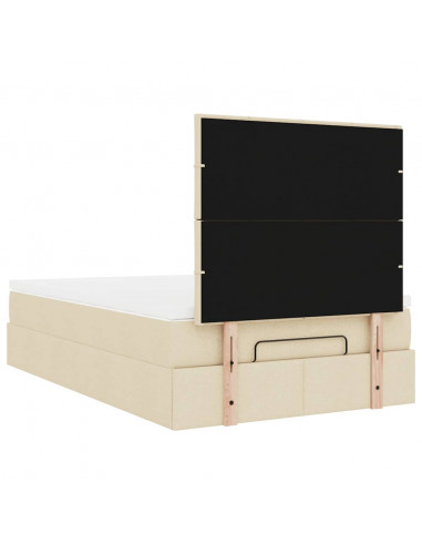 Struttura Letto Pouf con Materasso Crema 120x190 cm in Tessuto