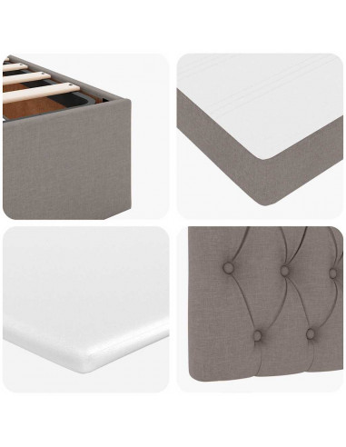 Struttura Letto Pouf con Materasso Tortora 120x200cm in Tessuto