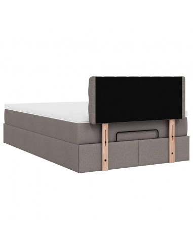 Struttura Letto Pouf con Materasso Tortora 120x190 cm Tessuto