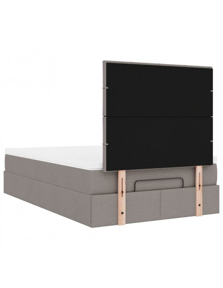 Struttura Letto Pouf con Materasso Tortora 120x190 cm Tessuto