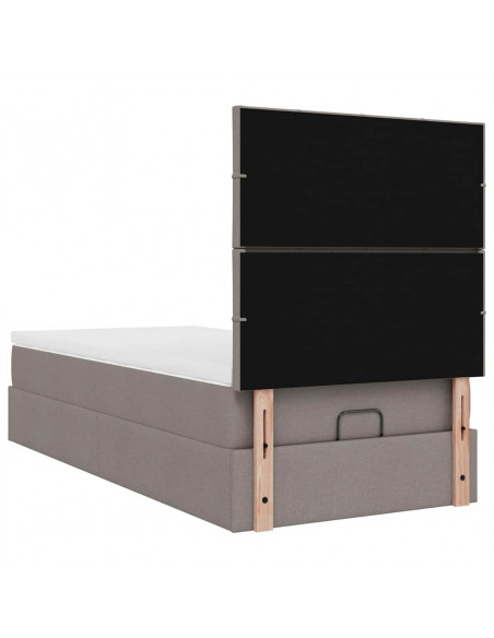Struttura Letto Pouf con Materasso Tortora 100x200cm in Tessuto