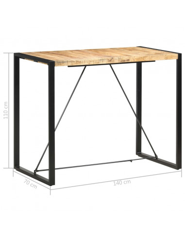 Tavolo da Bar 140x70x110cm in Legno Massello di Mango