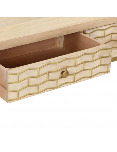 Tavolo Consolle Oro 90x30x75 cm Legno Massello di Mango