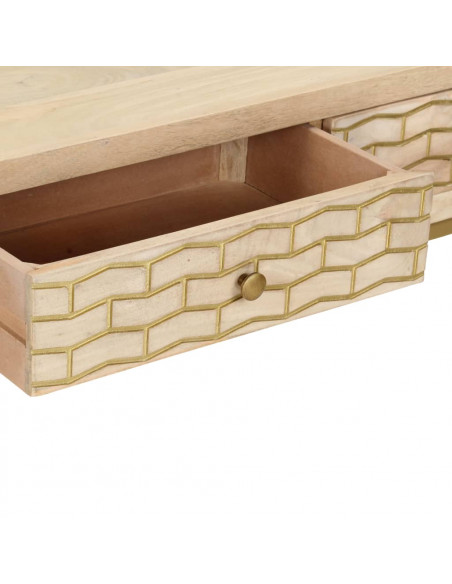 Tavolo Consolle Oro 90x30x75 cm Legno Massello di Mango