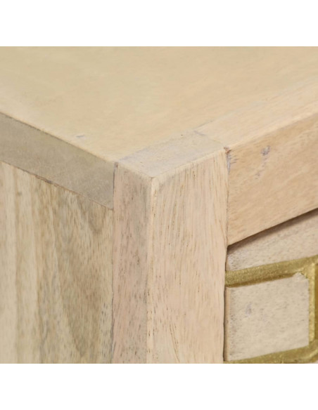 Tavolo Consolle Oro 90x30x75 cm Legno Massello di Mango