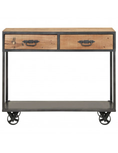 Tavolo Consolle 90x35x74cm in Legno Massello di Recupero 2