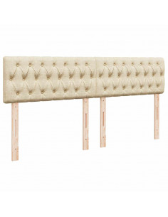 Struttura Letto Pouf con Materasso Crema 160x200 cm in Tessuto 2