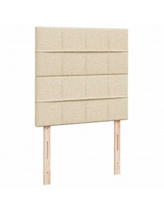Struttura Letto Pouf con Materasso Crema 90x200 cm in Tessuto