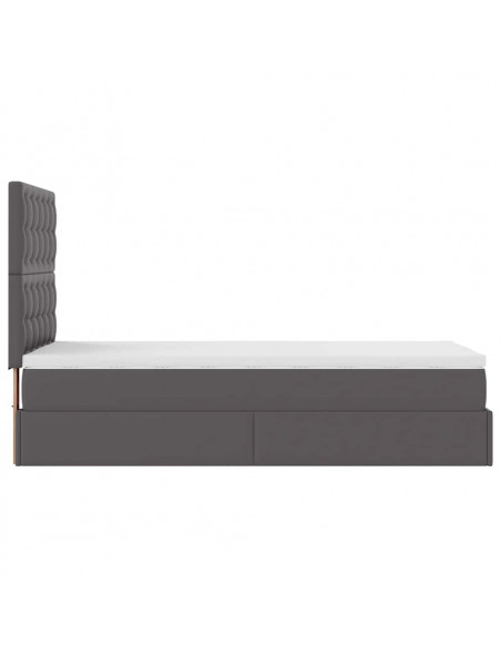 Struttura Letto Pouf con Materasso Grigio 90x200 cm Similpelle