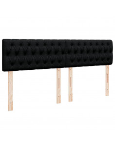 Struttura Letto Pouf con Materasso Nero 160x200 cm in Tessuto