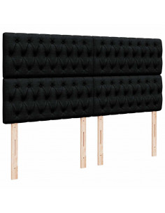 Struttura Letto Pouf con Materasso Nero 180x200 cm in Tessuto