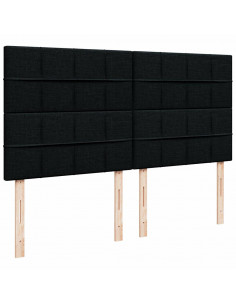 Struttura Letto Pouf con Materasso Nero 180x200 cm in Tessuto