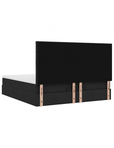 Struttura Letto Pouf con Materasso Nero 180x200 cm in Tessuto