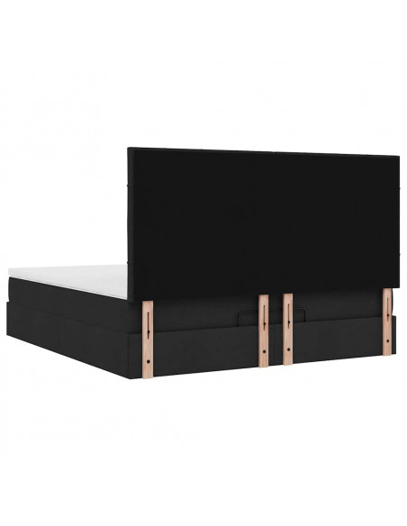 Struttura Letto Pouf con Materasso Nero 180x200 cm in Tessuto